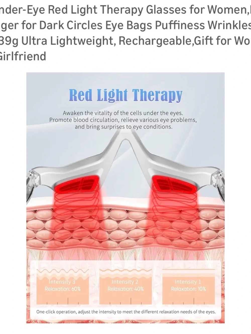 NWT White Red-Light Under-Eye Therapy Glasses – Rechargeable Eye Care